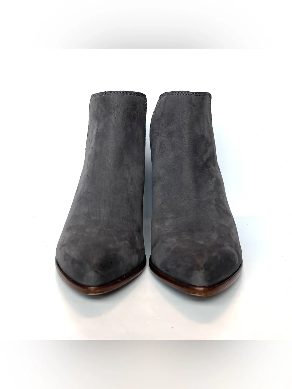 FRYE Reina Gray Leather Cutout Ankle Booties Block Heel Women’s Size 7.5 M
